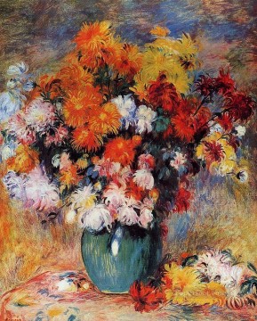 Pierre Auguste Renoir Painting - jarrón de crisantemos Pierre Auguste Renoir